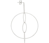 Italian Silver Diamond Cut Marquise Drop Circle Hoop Earrings in Sterling Silver